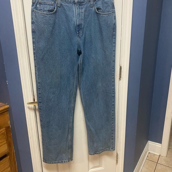 Carhartt Relaxed Fit Men's Work Career Straight Leg Thick Blue Jeans Size 38x32. - Picture 2 of 12